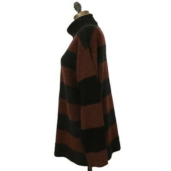 Treasure & Bond Wide Stripe Turtleneck Sweater Top M Gray Burgundy NEW Tag B27 - Picture 6 of 6